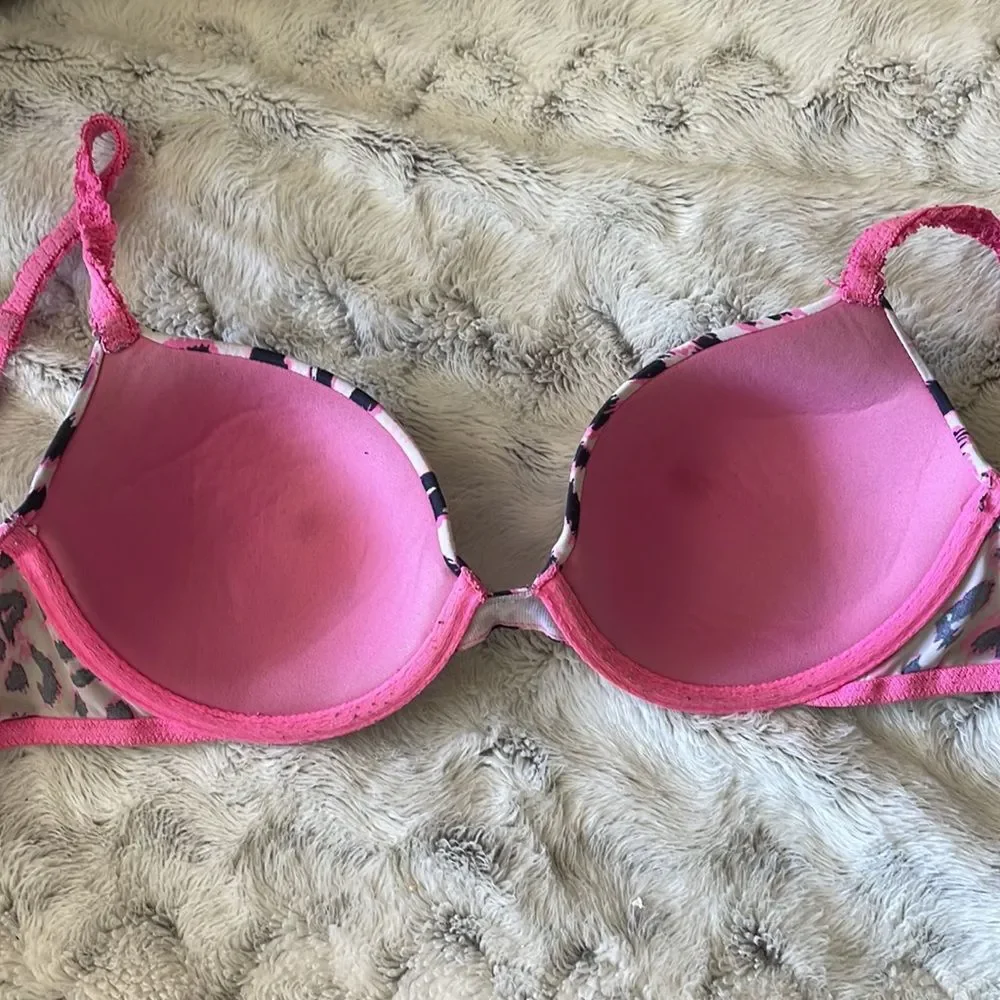 Victoria’s Secret PINK Push-up Bra Hot Pink Leopard Print 34C